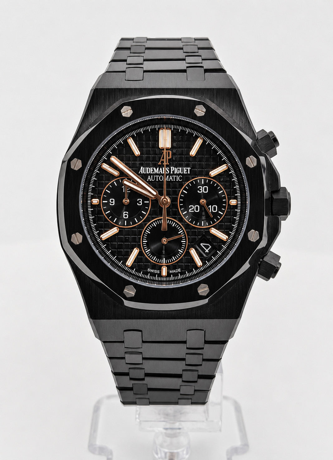 Royal 41 Black Ceramic Chronograph Rose Gold