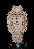 Square 40 Full Iced Spike Rose Gold