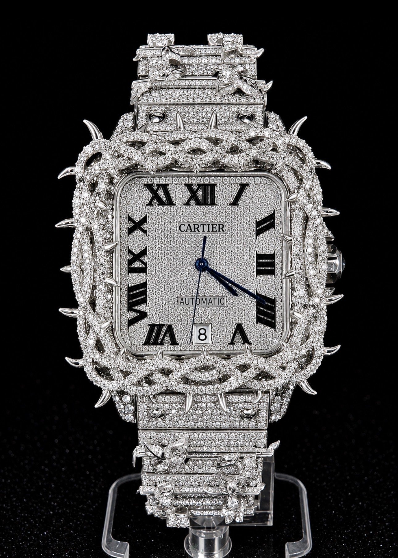Square 40 Full Iced Spike Silver