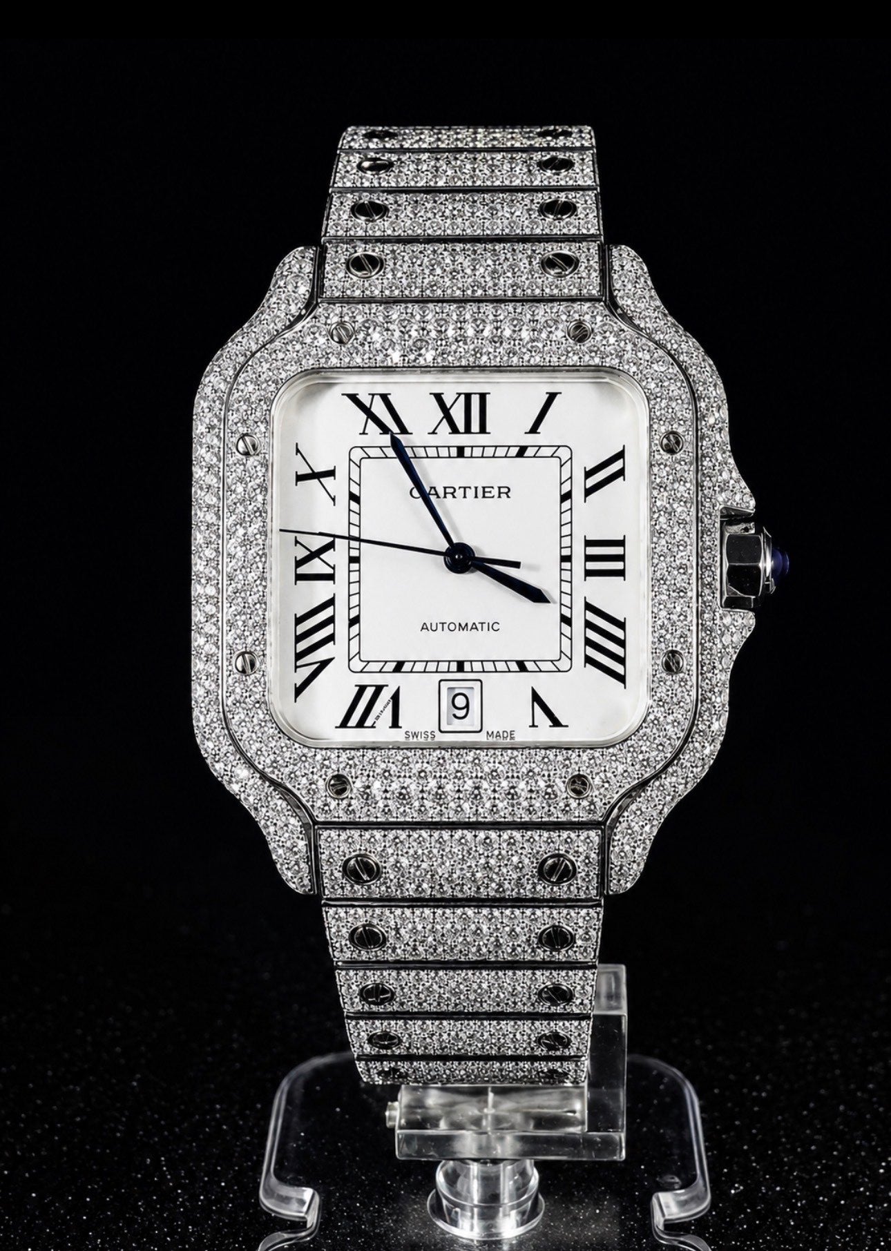 Square 40 Full Iced White Dial