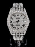 Date Just 41 Full Iced Roman Silver