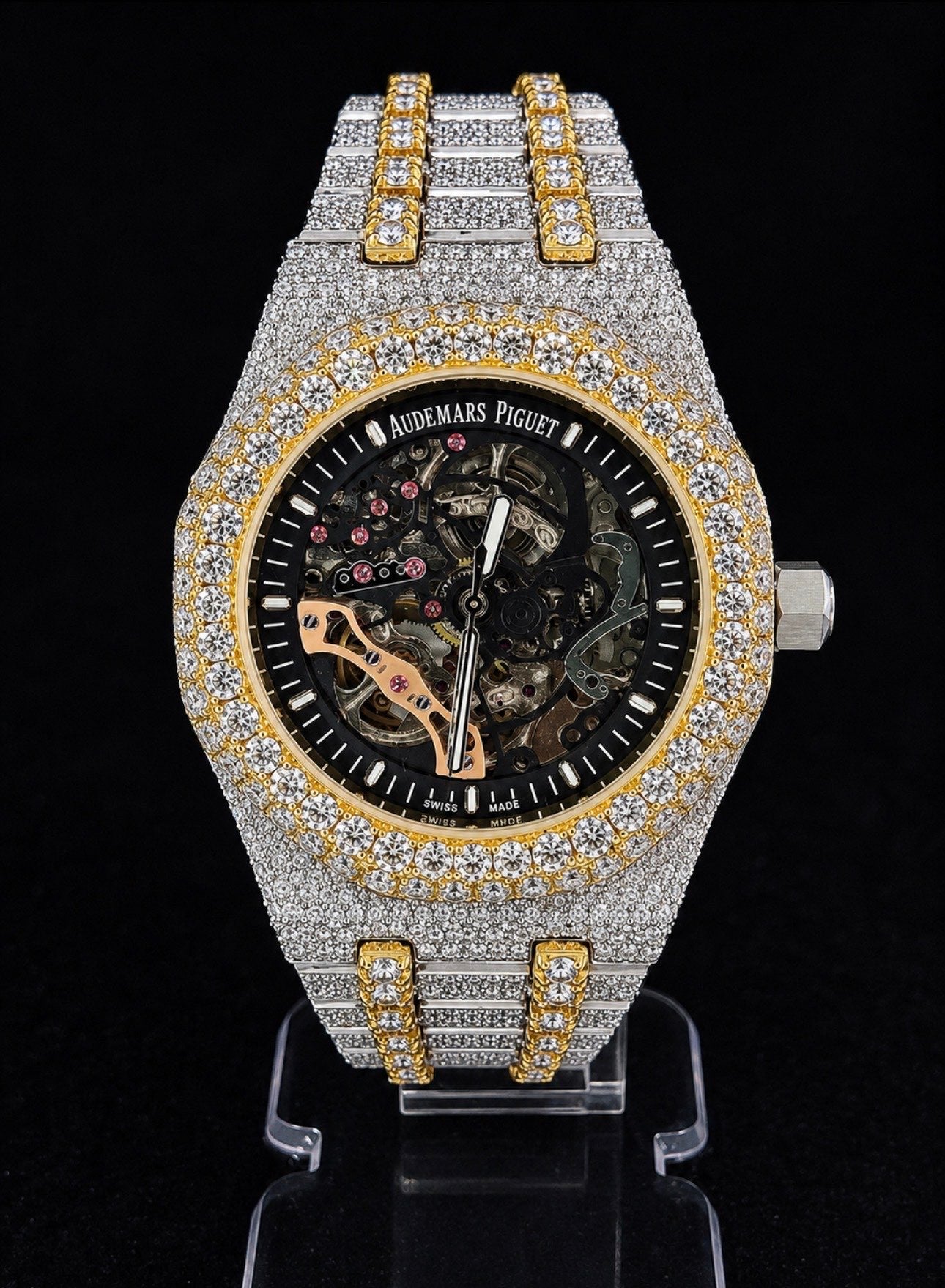 Royal 41 Full Iced Skeleton Yellow Gold